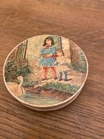 Oud rond sieraden doosje met afb van Kinderen en Zwaan, Ophalen of Verzenden