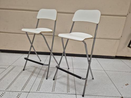 2 design barkrukken, opklapbaar, i.g.st., Huis en Inrichting, Barkrukken, Gebruikt, 60 tot 90 cm, Hout, Metaal, 2 krukken, Met voetsteun