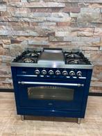 Luxe konings blauwe Boretti Fornuis 5 pits met Frytop 90 cm, Witgoed en Apparatuur, Fornuizen, 60 cm of meer, Ophalen of Verzenden