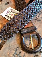 YatvaVintage: YV6164: Vintage 80s Woven Leather Belt riem, Echt leder, Tailleriem, Ophalen of Verzenden, Vintage