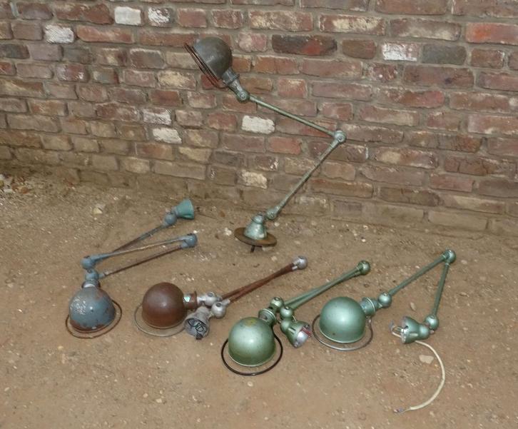 4 maal oude jielde lamp kniklamp werklamp bureaulamp, Antiek en Kunst, Curiosa en Brocante, Ophalen