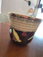 Vintage Bloempot met Kleurrijke Decoratie, Ophalen of Verzenden