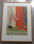Grote litho Rene Lenis - fleurig stilleven met bloemen, Ophalen