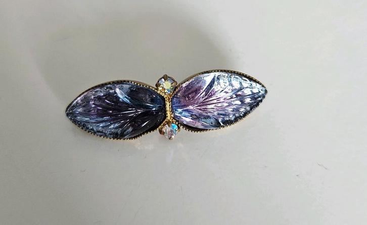 Vintage Broche met Kristallen, Sieraden, Tassen en Uiterlijk, Broches, Overige materialen, Blauw, Ophalen