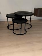 Zwarte Bijzettafels Set van 3, Huis en Inrichting, Ophalen, Minder dan 45 cm, Minder dan 55 cm, Rond