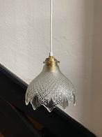 Vintage franse Holophane teardrop glazen hanglamp punt glas, Glas, Ophalen of Verzenden