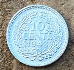 10 cent 1943EP Wilhelmina, Ophalen, Zilver, 10 cent, Koningin Wilhelmina