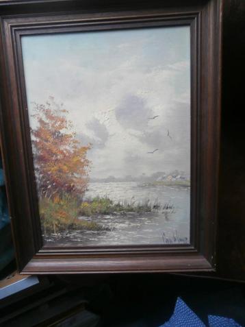 Charles COUNHAYE, Mooi rustig waterlandschap Olieverf beschikbaar voor biedingen