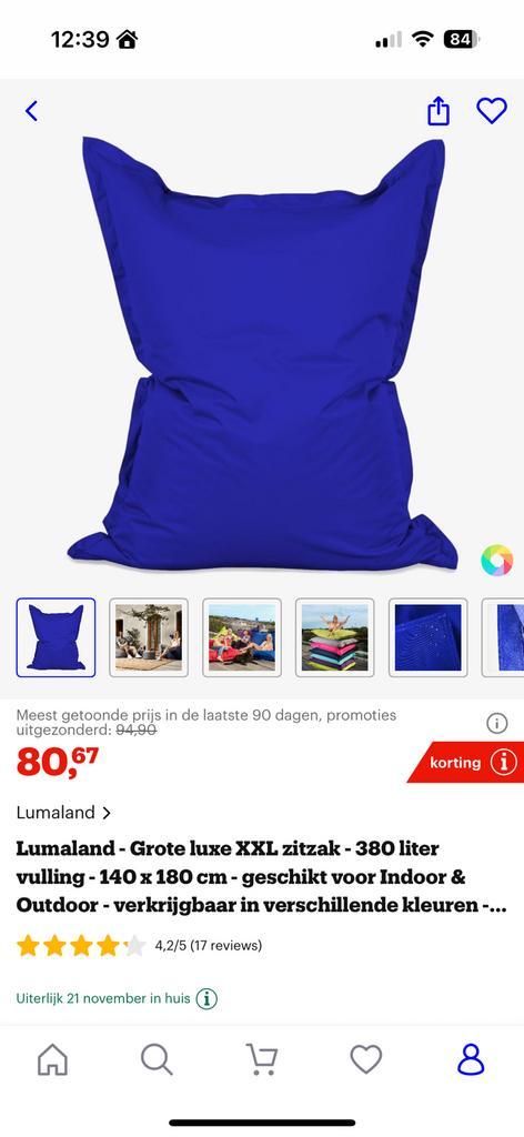 Lumaland Zitzak, nieuw in doos, Huis en Inrichting, Zitzakken, Nieuw, Zitzak, Blauw, Ophalen