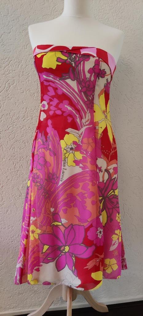 Christian Lacroix zijden strapless jurk, Kleding | Dames, Gelegenheidskleding, Zo goed als nieuw, Cocktailjurk, Maat 36 (S), Overige kleuren