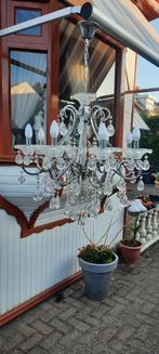 Prachtige 8 licht kroonluchter zilver meet zeer veel kristal, Ophalen, Zo goed als nieuw, Glas, Barok romantis