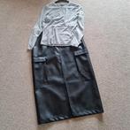 Shoeby rok leerlook of krijtstreep zwart 42, Zwart, Maat 42/44 (L), Ophalen of Verzenden, Zo goed als nieuw