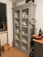 WOOOD grijze servies/vitrinekast, Ophalen, Met deur(en), 200 cm of meer, 50 tot 100 cm