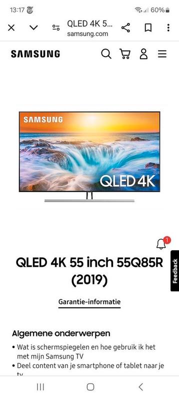 Samsung QLED QE55Q85R One Connect  NIEUWSTAAT