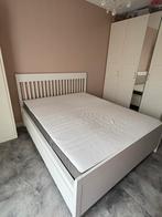Ikea IDANÄS bed met opberglades en matras| 160x200, Wit, Tweepersoons, Ophalen of Verzenden, Zo goed als nieuw