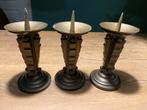 Amsterdamse School Bronzen Kandelaars (3 stuks), Antiek en Kunst, Antiek | Kandelaars, Ophalen of Verzenden, Koper of Brons