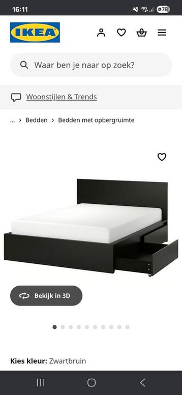 IKEA malm zwart 140-200 bed Zonder hoofdbord. Als nieuw