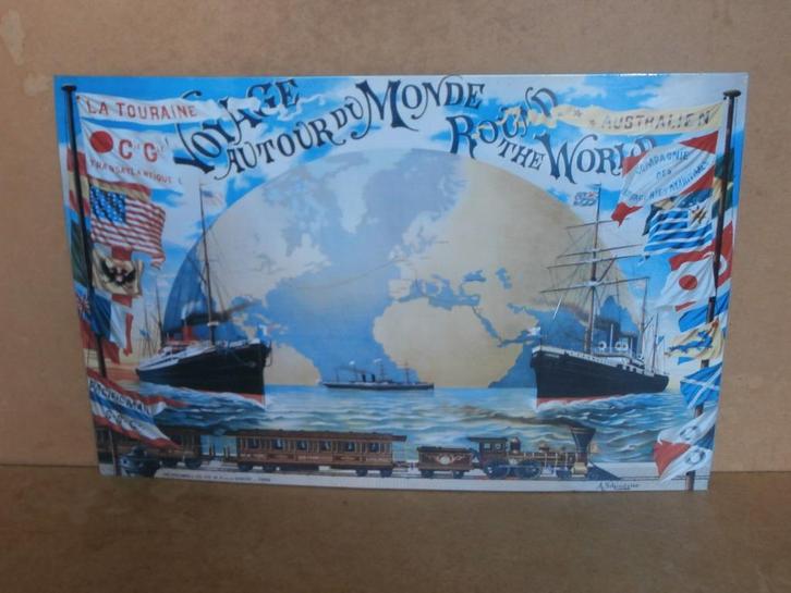 Reclamebord Voyage autour du monde bord mancave bar 60x40cm, Verzamelen, Merken en Reclamevoorwerpen, Zo goed als nieuw, Reclamebord