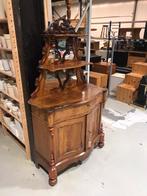 Antiek mahonie kast met spiegel en kuif, Antiek en Kunst, Antiek | Meubels | Kasten, Ophalen of Verzenden