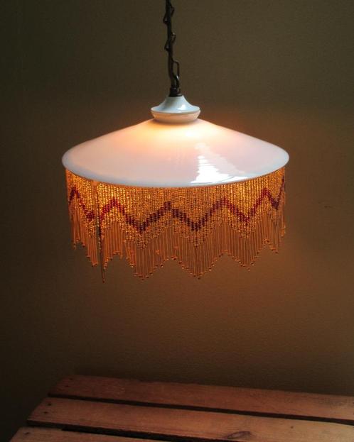 Hanglamp kraaltjeslamp jaren 40 / 50., Huis en Inrichting, Lampen | Hanglampen, Gebruikt, Minder dan 50 cm, Glas, Ophalen of Verzenden