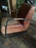 Cognac Leren Fauteuils - Industrieel/Landelijk, Gebruikt, Ophalen of Verzenden, 50 tot 75 cm, Leer