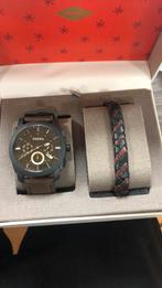 Fossil horloge en armband set!, Sieraden, Tassen en Uiterlijk, Horloges | Heren, Overige merken, Leer, Staal, Polshorloge