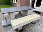 Betonnen tuinset met tafel en banken, Tuin en Terras, Tuintafels, Ophalen, Gebruikt, Rechthoekig, Overige materialen
