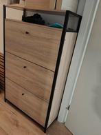 Schoenenkast zwart staal eiken - 18-24 paar, Ophalen, Gebruikt, Modern