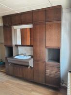 Houten Wandkast met Wastafel - Vintage, Huis en Inrichting, Kasten | Wandmeubels, Ophalen, Gebruikt, 200 cm of meer, Overige houtsoorten