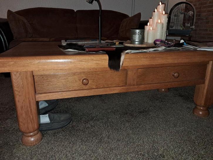 Eiken Salontafel met Lades, Huis en Inrichting, Tafels | Salontafels, Minder dan 50 cm, 50 tot 100 cm, 100 tot 150 cm, Rechthoekig