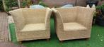 2 Grote rieten lounge stoelen voor thuis, overkapping of tui, Ophalen, Riet of Rotan, Gebruikt, 75 tot 100 cm