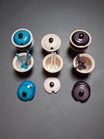 Schaaltjes rond. Diverse kleuren met deksel en lepeltje., Gebruikt, Ophalen of Verzenden, Overige stijlen, Glas