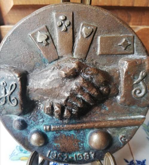 Bronzen plaquette. Jublieum. Sign 'G'. 11 cm., Antiek en Kunst, Antiek | Koper en Brons, Brons, Ophalen
