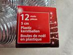 12 stuks Zilverkleurige ribbel kerstballen 5cm, Diversen, Kerst, Onbekend, Nieuw, Ophalen of Verzenden, Onbekend