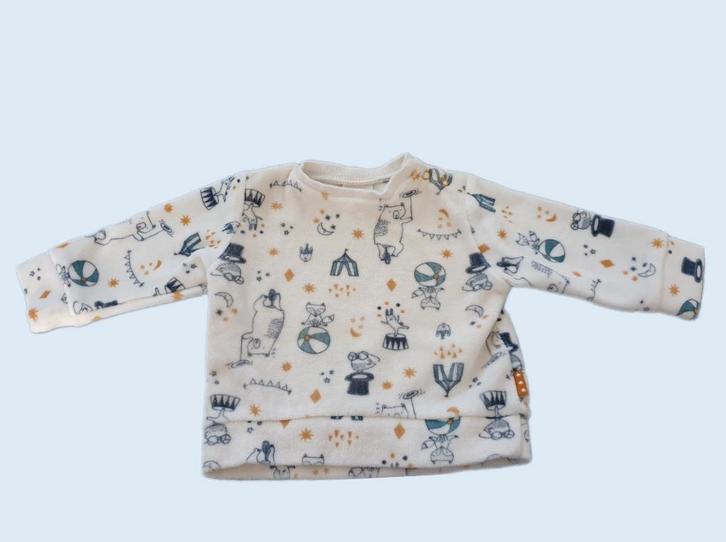 HEMA witte badstoffen longsleeve met print maat 56 ~ TH3020, Kinderen en Baby's, Babykleding | Maat 56, Zo goed als nieuw, Jongetje