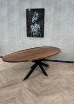 Organische vorm eettafel Notenhout 220x110 *nieuw, Huis en Inrichting, Tafels | Eettafels, Firma Hout en Staal, 100 tot 150 cm