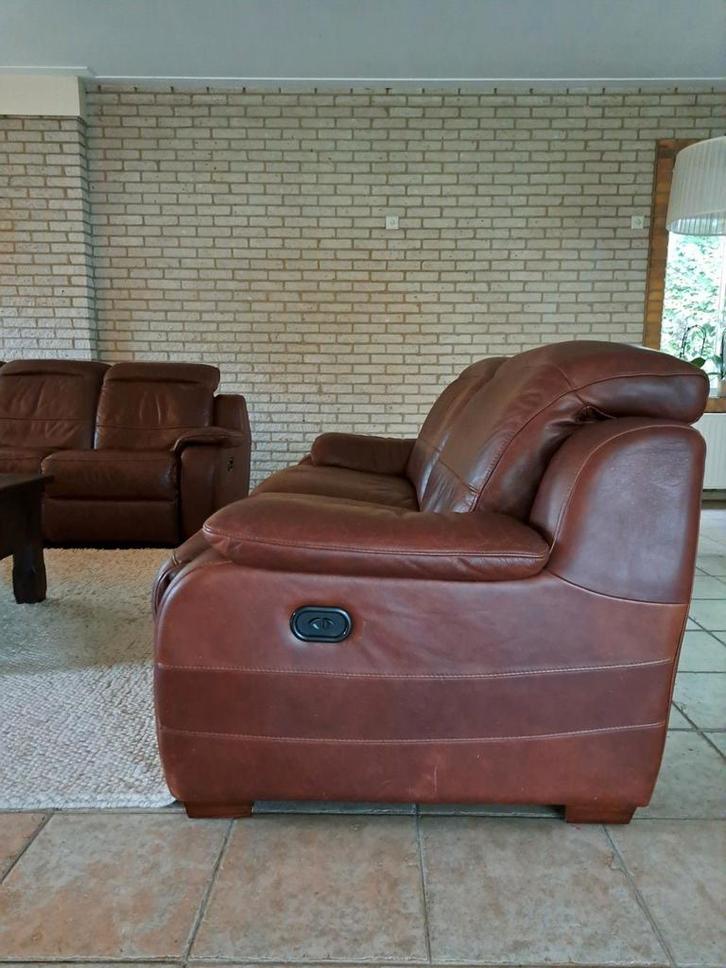 leren Relax bankstel Comfortabel en Stijlvol, Huis en Inrichting, Banken | Bankstellen, Gebruikt, 200 tot 250 cm, 75 tot 100 cm