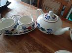 boerenbont theepot + melk en suikerpot op schaal, Antiek en Kunst, Ophalen of Verzenden
