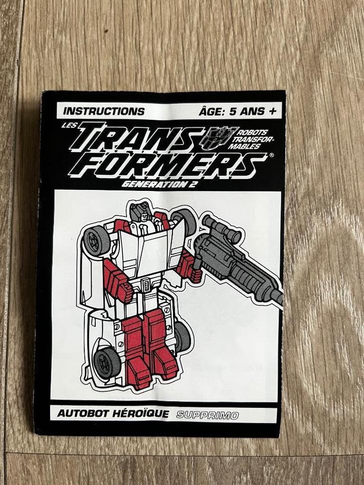 transformers G2: Sideswipe Canadian instruction booklet, Verzamelen, Transformers, Gebruikt, Overige generaties, Autobots, Ophalen of Verzenden