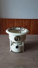 EMAILLE BEIGE 1 PITS PETROLEUMSTEL., Antiek en Kunst, Antiek | Emaille, Ophalen of Verzenden