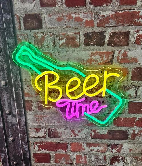 Neon LED Verlichting - Beer Time, Verzamelen, Merken en Reclamevoorwerpen, Nieuw, Lichtbak of (neon) lamp, Ophalen of Verzenden