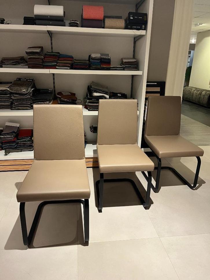 Rolf Benz - Stoel STU-FS 620 - 3 stuks, Huis en Inrichting, Stoelen, Nieuw, Drie, Leer, Metaal, Bruin, Ophalen