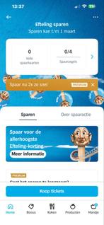 GEZOCHT: Volle spaarkaarten voor de efteling, Tickets en Kaartjes, Eén persoon, Kortingsbon, Pretpark