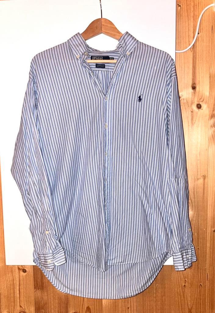 Ralph Lauren gestreept overhemd Maat M, Kleding | Heren, Overhemden, Zo goed als nieuw, Halswijdte 39/40 (M), Blauw, Ophalen of Verzenden