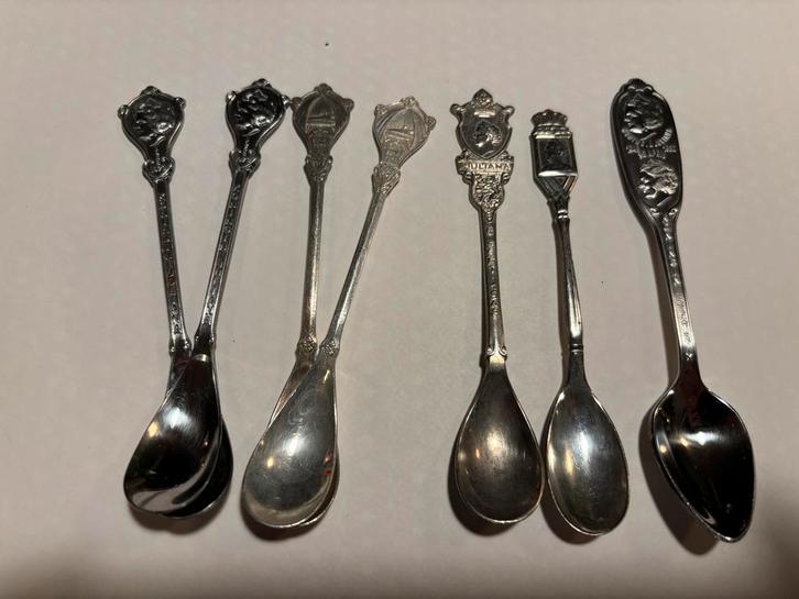 7 Verzilverde Theelepels Koninklijk Huis, Antiek en Kunst, Antiek | Bestek, Ophalen of Verzenden