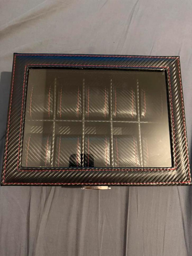 Luxe Horlogebox / opbergdoos-Carbon fiber design, Huis en Inrichting, Kasten | Vitrinekasten, Nieuw, Minder dan 100 cm, 50 tot 100 cm