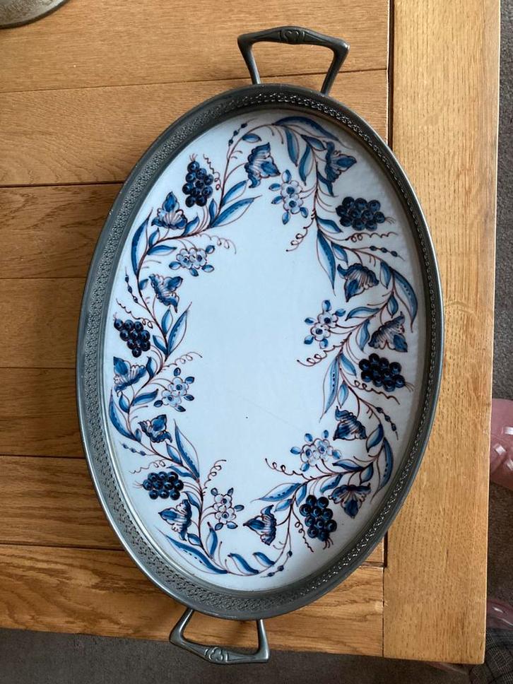 vintage ovaal dienblad, Antiek en Kunst, Curiosa en Brocante, Ophalen of Verzenden