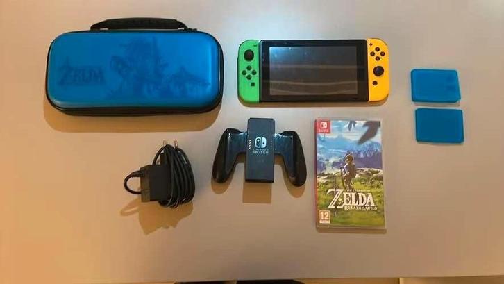 nitendo switch met toebehoren, Spelcomputers en Games, Spelcomputers | Nintendo Switch, Zo goed als nieuw, Switch Original, Met 2 controllers