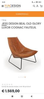 Designestoel leer fauteuil cognac, Ophalen of Verzenden, Zo goed als nieuw