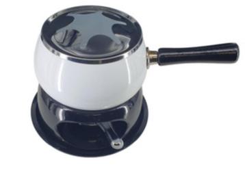 13909 Vintage zwart witte fonduepan fonduestel fondueset beschikbaar voor biedingen